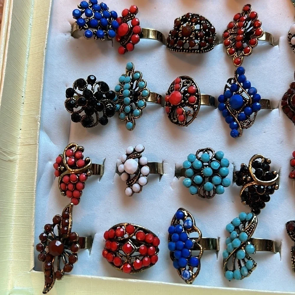 50 Adjustable retro fashion rings - Picture 2 of 3